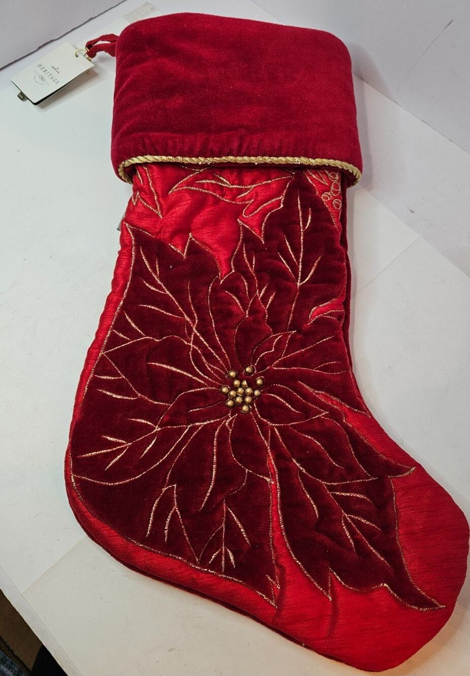 Hallmark Heritage Collection Ultra Plush Christmas Stocking 18" RED POINSETTIA